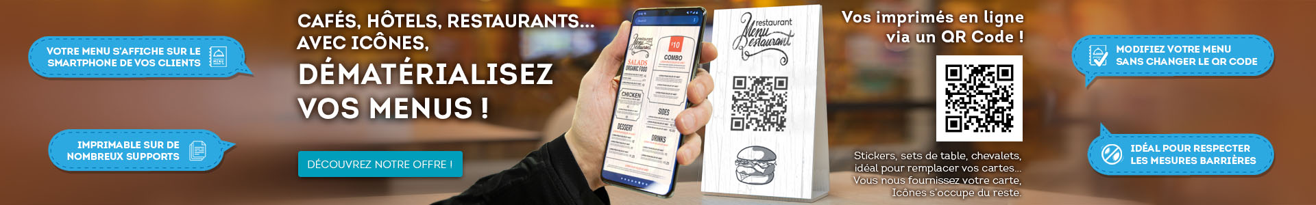 Dématérialisez vos menus avec un QR Code ou via le NFC grâce à Icônes !